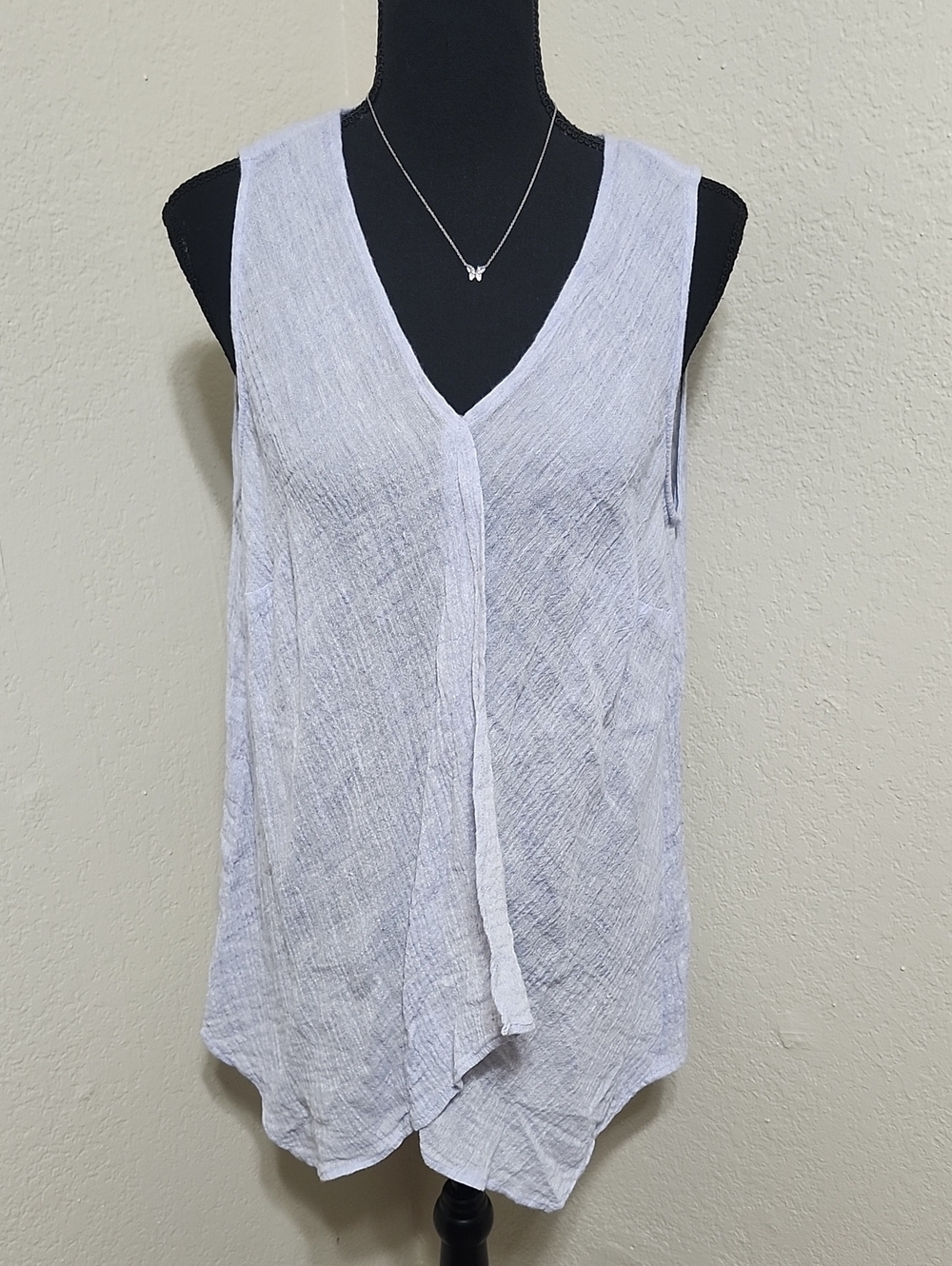 J. Jill Pure Jill Crinkled Linen Draped Asymmetric Tank Top Sz M Resortwear